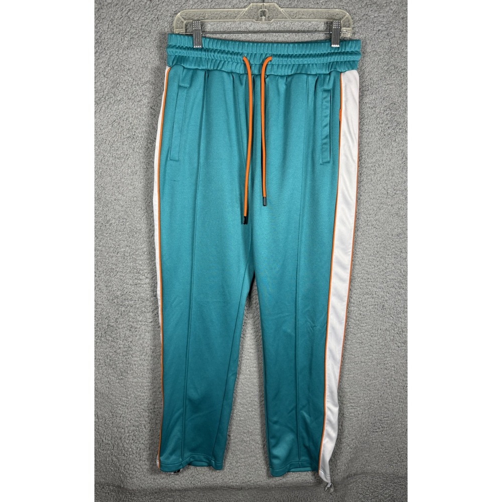 UNKNWN Miami Dolphins Mens Teal‎ Orange Track Pants XL Joggers Side Stripe Zips